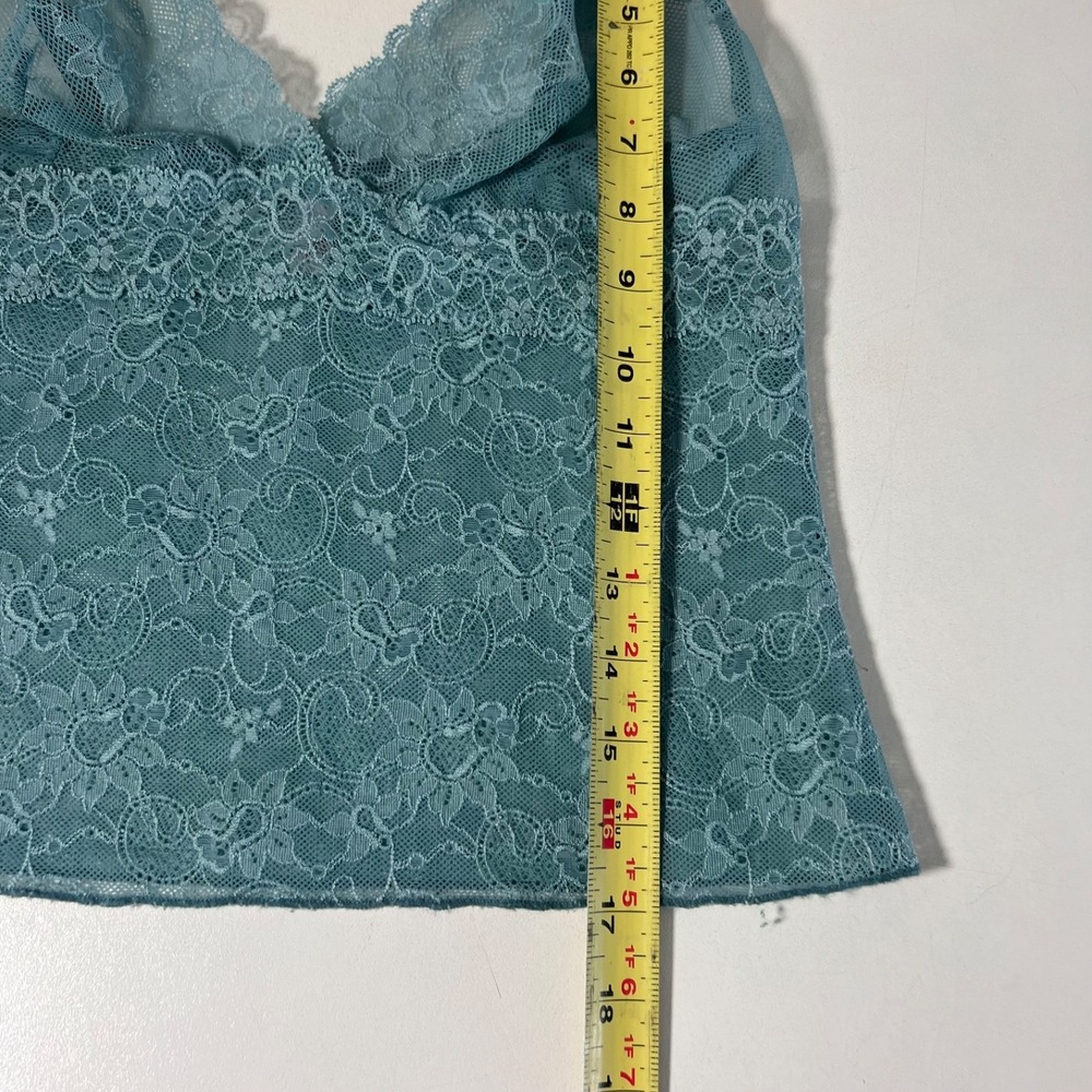 Victoria's Secret Baby Doll Lace Camisole Women M Teal Sheer Floral Fairy Y2K - Picture 6 of 7